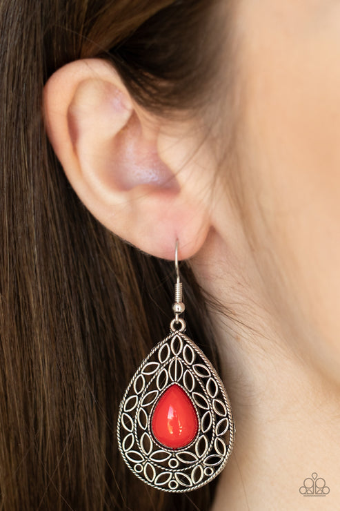 Fanciful Droplets- Red Earrings