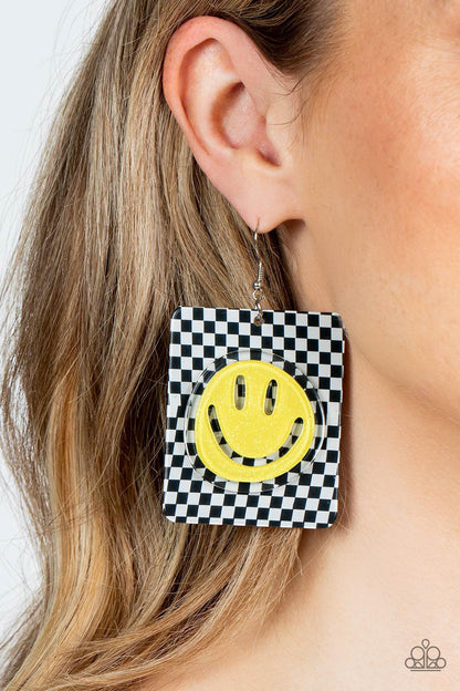 Cheeky Checkerboard Yellow - Smiley Face