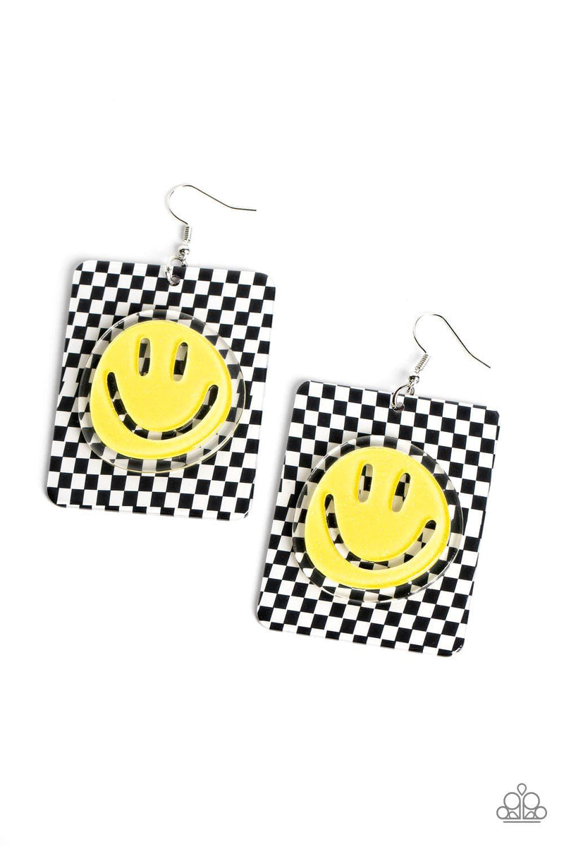 Cheeky Checkerboard Yellow - Smiley Face