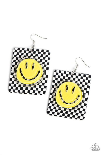 Cheeky Checkerboard Yellow - Smiley Face